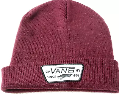 Vans Men's Milford Logo Patch Beanie Skull Cap Hat OSFA Port Royale Red NWT • $18.99