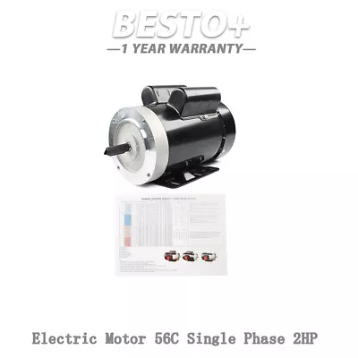 Electric Motor 56C Single Phase 2HP General Purpose Motor 115/230V 3450RPM New • $181.99