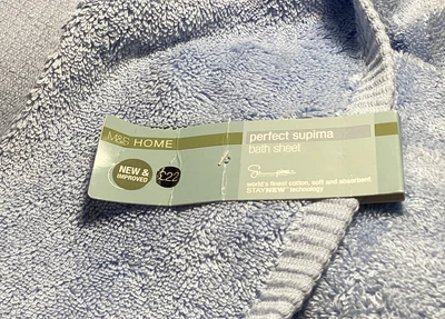 £14.95 • Buy M & S Supersoft Extra Large Chambray Bath Towel 100% Supima Cotton NEW + Tags