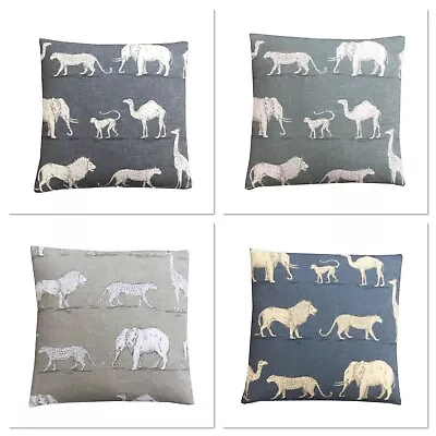 £7.43 • Buy Exotic Safari Praire Animals Jungle Elephant Lion Giraffe Zebra Cushion Cover