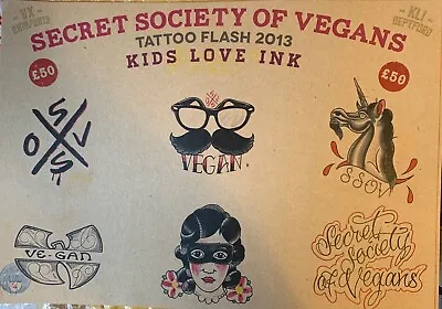 Limited Edition Secret Society Of Vegans A3 Poster - Tattoo Flash • £5