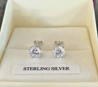 £17.99 • Buy 925 Sterling Silver 6mm Round 0.84ct Diamond-Unique Stud Earrings Men's Women's