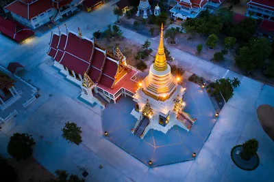 Golden Pagoda In Temple Of Thailand Photo Art Print Poster 18x12 • $10.98