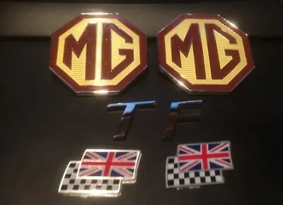 MG TF Badge Set Front Or Rear Large MG Badge Rare 70mm TF & 2 Chequerred Flags  • £24