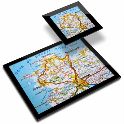 £19.99 • Buy Glass Placemat  & Coaster - Lannion Cote De Granit Rose France Map  #45511