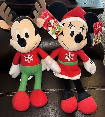 Disney Christmas Mickey And Minnie Mouse Plush 2022 New • $32