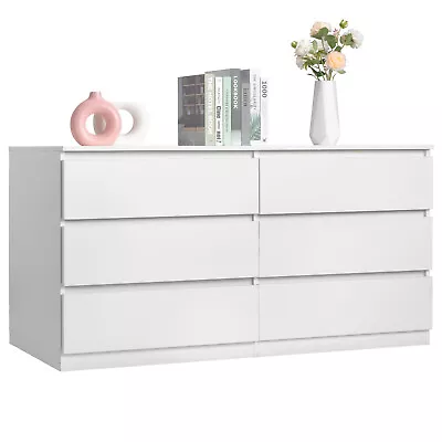 6 Drawers Double Dresser Cabinet Large Wooden Storage For Bedroom Livingroom • $187.99