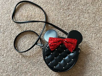 Girls Minnie Mouse Black Bag With Red Sequin Bow. Disney • £3