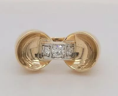 Antique14K Eastern European Gold Natural Brilliant Old Mine Cut Diamond Ring • $795