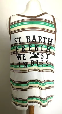 St Bart’s T Shirt Vest Mens Size Large French West Indies Striped Holiday Vest • £5