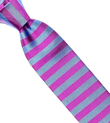 Robert Talbott Best Of Class Tie 100% Silk Woven Magenta/Blue Horizontal Stripe • $69