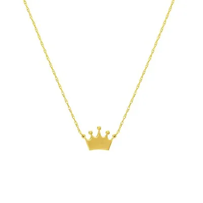 Mini Crown Adjustable Chain Necklace Real 14K Yellow Gold Up To 18  • $100.64