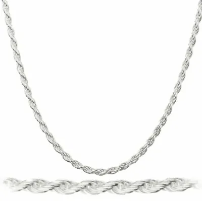 3MM Solid 925 Sterling Silver Italian DIAMOND CUT ROPE CHAIN Necklace ITALY • $31.95