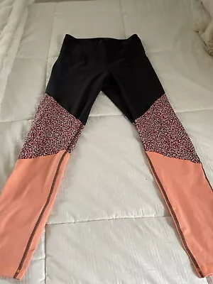 2 Pair Yoga Pants1-Marika Multicolor Geometric And 1- Old Navy Black Peach Sz L • $3.99