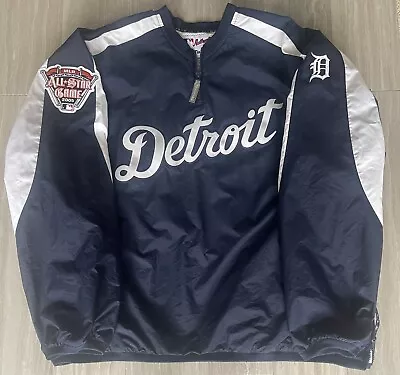 Throwback Detroit Tigers Majestic Dugout 1/4 Zip Pullover W/side Patch Sz Xxl • $89.99