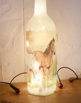 LED Light Up Decoupaged Handcrafted Horse Pony Design Bottle Unique Gift • £6.99