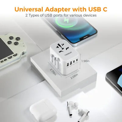 $32.99 • Buy International Power Adapter Electrical Socket With USB C Power Plug For Travel