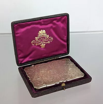 Antique Victorian Sterling Silver Boxed Calling Card Case 1896 Deakin & Francis • $284.23