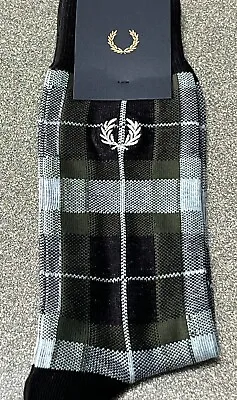 Fred Perry Tartan Socks Uk 9-11 Bnwt Light Ice/snow White/green  • £14.95