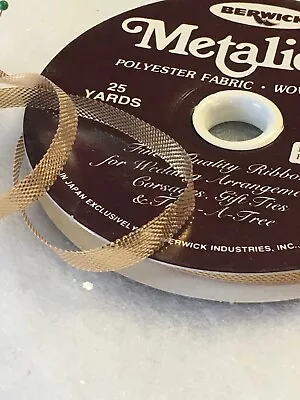 25 Yard Roll GOLD METALLIC RIBBON 1/4  W • $2