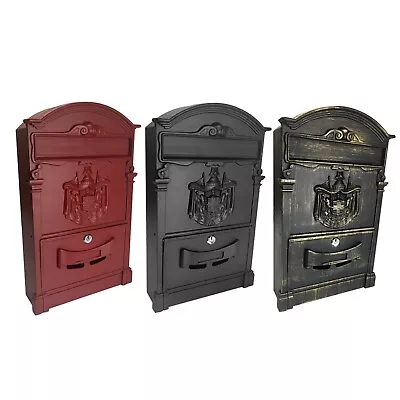 Large Vintage Outdoor Lockable Letter Post Box Mailbox Wall Mounted Secure Mail • £26.95