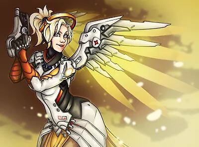 Anime Artwork Overwatch Mercy GAME Pc Gaming Fan Playmat Gaming Mat Desk • $62.37