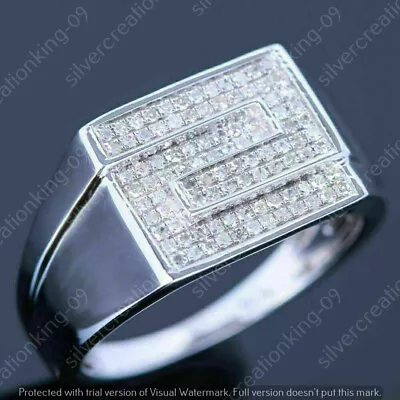 2 Ct Round Cut Simulated White Diamond Men's Cluster Ring 14k White Gold Plated. • $76.29