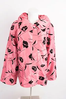 UBU Womens Jacket Coat Travel Packable XL Pink Black Flocked Floral NWT • $37.49