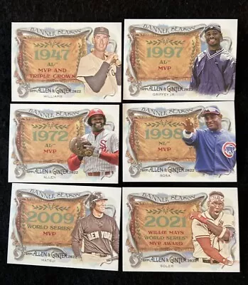 Lot Of 6 - Allen & Ginter 2022 - Banner Season - BS-7 15 19 20 33 45 Griffey JR • $14.54