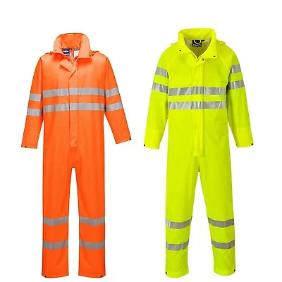 £76.55 • Buy Portwest Hi Vis Waterproof Overall Coverall Reflective Hooded Rain Boiler Suit
