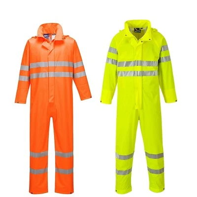 £76.55 • Buy Portwest Hi Vis Waterproof Overall Coverall Reflective Hooded Rain Boiler Suit