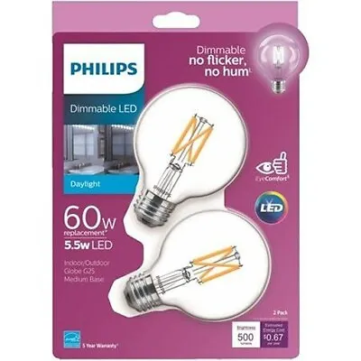 Philips 60-Watt Equivalent Daylight G25 Dimmable Globe LED Light Bulb E26 • $12.99