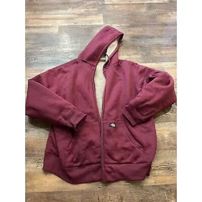 Mens Dickies Zip Up Sherpa Lined Sweatshirt Hoodie Mens Size XXL Maroon Red • $19.99