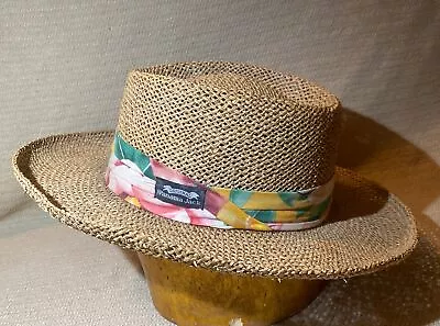 Vintage Original Panama Jack Floral Band Woven Straw Hat Size Medium USA Made • $44.99