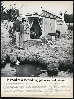 1968 VW Volkswagen Camper Campmobile Photo Get A Second House Vintage Print Ad • $9.99