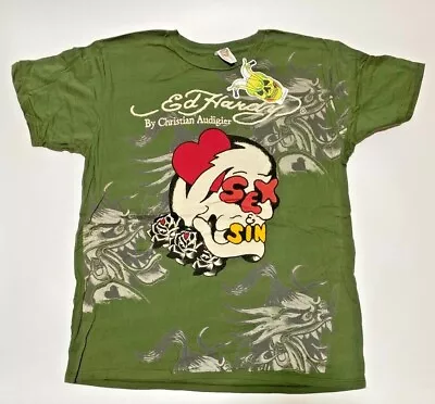 Authentic New Vintage Men's Ed Hardy T-shirt Sex/Sin Forest Green • $34.95