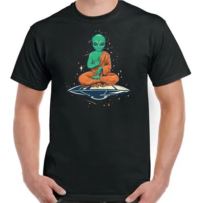 £10.99 • Buy Alien T-Shirt Buddha Mens Funny Spaceman Astronomy Atheist Atheism Yoga Top