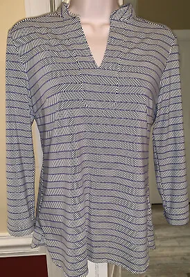 Nwot $125  Ellie Kai Womens Blk/wht/purple-stretch Midnight Tunic Blouse Size 0 • $29.99