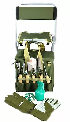 Garden Tools Set 10 Piece With Folding CHAIR And Cloth Carry Bag • £19.99