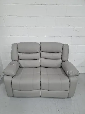 Faux Leather Manual Reclining 2 Seater Sofa Grey • £249