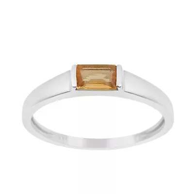 Bezel Set 6X4 MM Octagon Shape Citrine 925 Sterling Silver Solitaire Women Ring • $25.50