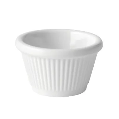 12x 1oz Ramekin Melamine Fluted White Relish Dip Dish • £11.62