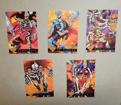 1995 FLEER ULTRA SKELETON WARRIORS Glow In The Dark Luma Bone 5 INSERT CARD SET • $3.99