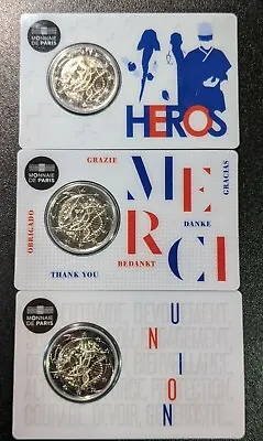 2020 France 3 Coin 2 Euro Set Medical Research Heroes Merci Monnaie De Paris • $35.99