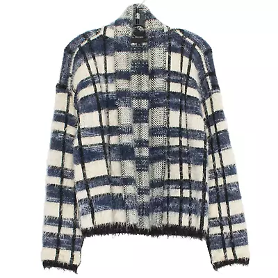 La Fee Verte Womens Jacket Cardigan Sweater Eyelash Open Blue White Medium EE • $26.98