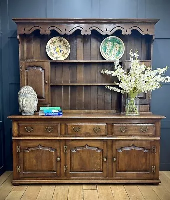 Vintage Oak Welsh Dresser / Large Kitchen Cupboard / Kitchen Display Dresser • £895.50