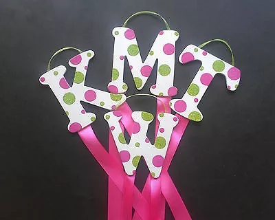 Custom Pink & Green Monogram Hair Bow & Barrette Holder Style #1  • $12.99