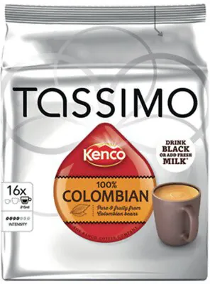 Tassimo Kenco 100% Columbian Coffee 136g 16 Capsules (Pack Of 5) 4031515 • £40.40