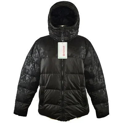 Marmot Womens Guides Down Hoody Size Large In Black Embossed Camo • $149.99