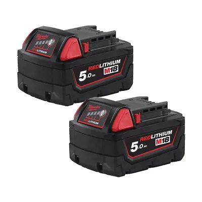 £116 • Buy Milwaukee M18B5 18v 5Ah Red Battery Twin Pack (2x5Ah)